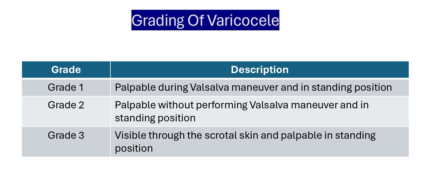 grading of vericocele