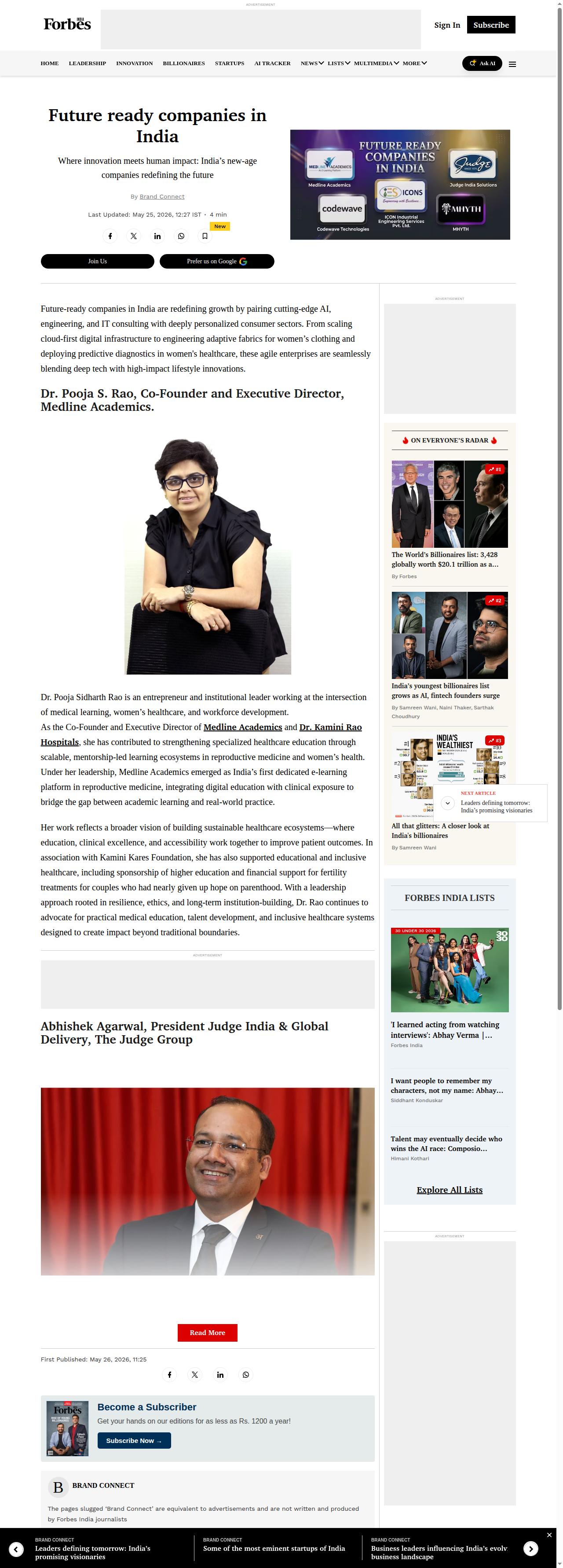 Forbes India - Future ready companies in India 2026